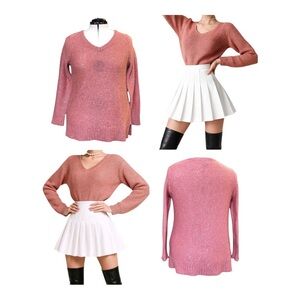 APT 9 Woman’s Pink Long Sleeve Knit Sweater Embellished Sequins
